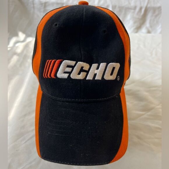 Echo Chainsaws Black Orange Power Equipment Hat Cap Adjustable - Picture 1 of 7